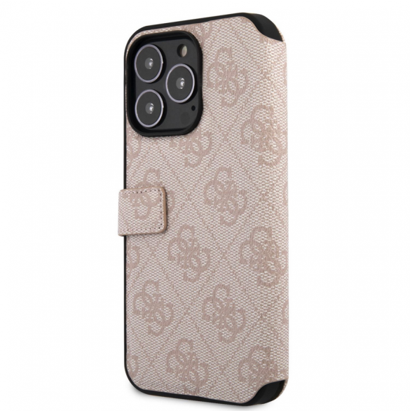 Guess PU Leather 4G Metal Logo Bokfodral för iPhone 15 Pro Pink