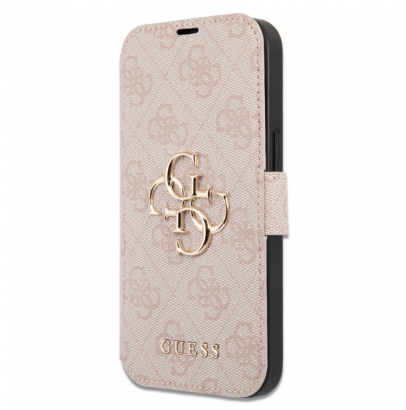 Guess PU Leather 4G Metal Logo Bokfodral för iPhone 15 Pro Max Rosa