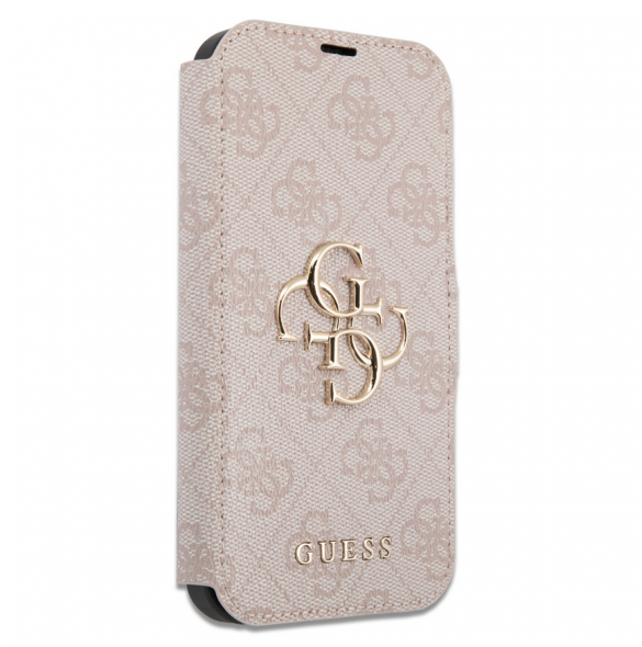 Guess PU Leather 4G Metal Logo Bokfodral för iPhone 15 Pro Max Rosa
