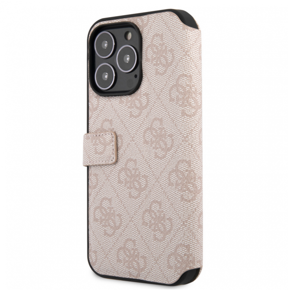 Guess PU Leather 4G Metal Logo Bokfodral för iPhone 15 Pro Max Rosa