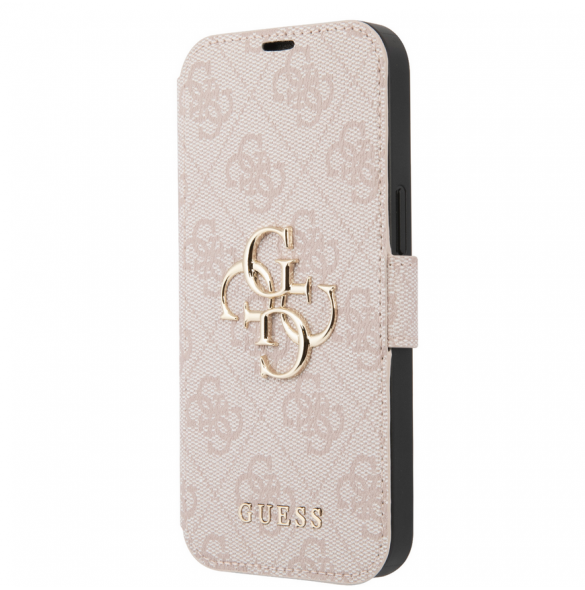 Guess PU Leather 4G Metal Logo Bokfodral för iPhone 15 Rosa