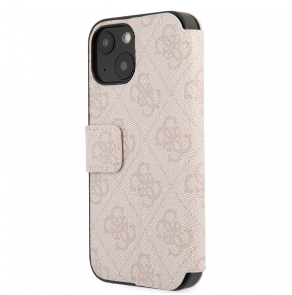 Guess PU Leather 4G Metal Logo Bokfodral för iPhone 15 Rosa