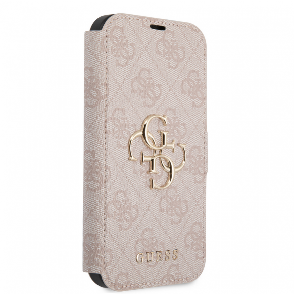 Guess PU Leather 4G Metal Logo Bokfodral för iPhone 15 Rosa
