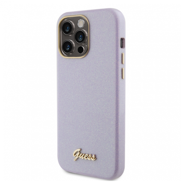 Guess PU Glitter helt inslaget fodral till iPhone 15 Pro Max Lilac