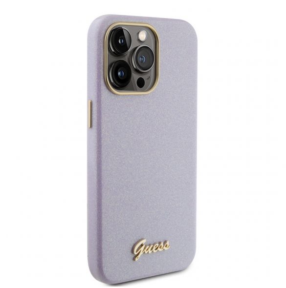 Guess PU Glitter helt inslaget fodral till iPhone 15 Pro Max Lilac