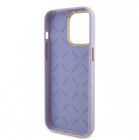 Guess PU Glitter helt inslaget fodral till iPhone 15 Pro Max Lilac