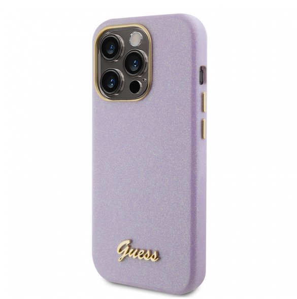 Guess PU Glitter helt inslaget fodral till iPhone 15 Pro Lilac