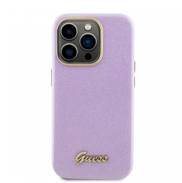Guess PU Glitter helt inslaget fodral till iPhone 15 Pro Lilac