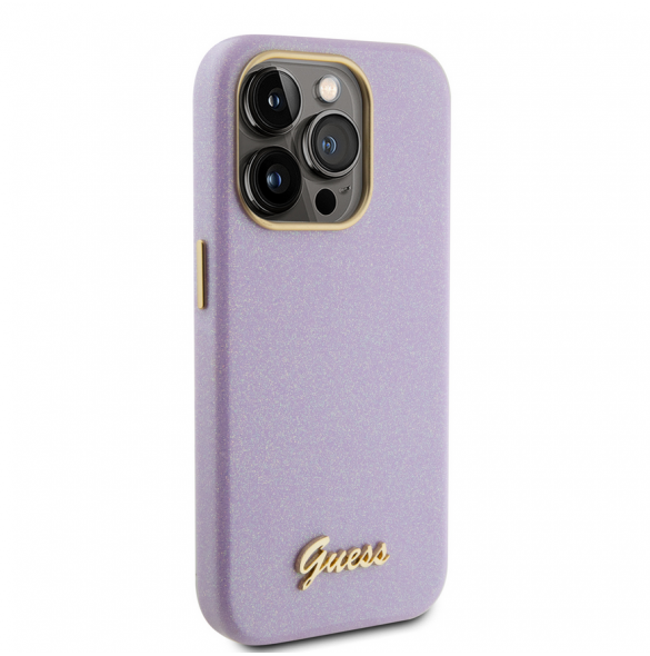 Guess PU Glitter helt inslaget fodral till iPhone 15 Pro Lilac