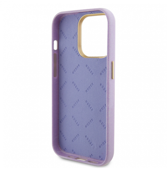 Guess PU Glitter helt inslaget fodral till iPhone 15 Pro Lilac
