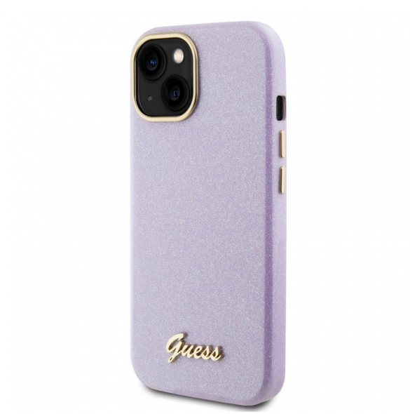 Guess PU Glitter helt inslaget fodral till iPhone 15 Lilac