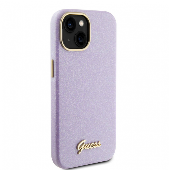 Guess PU Glitter helt inslaget fodral till iPhone 15 Lilac