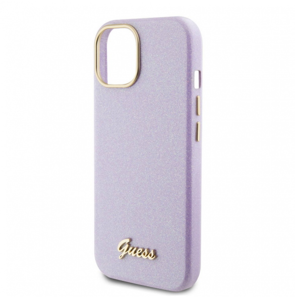 Guess PU Glitter helt inslaget fodral till iPhone 15 Lilac