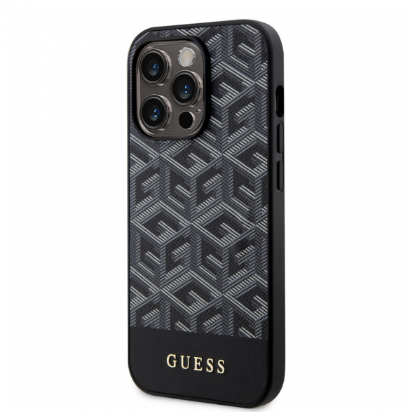 Guess PU G Cube MagSafe Fodral till iPhone 15 Pro Svart