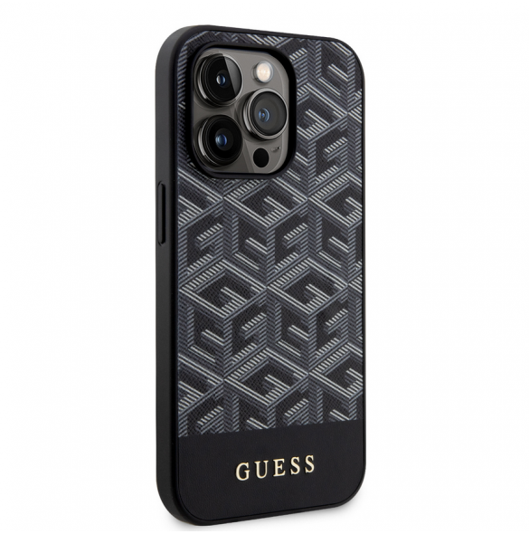 Guess PU G Cube MagSafe Fodral till iPhone 15 Pro Svart