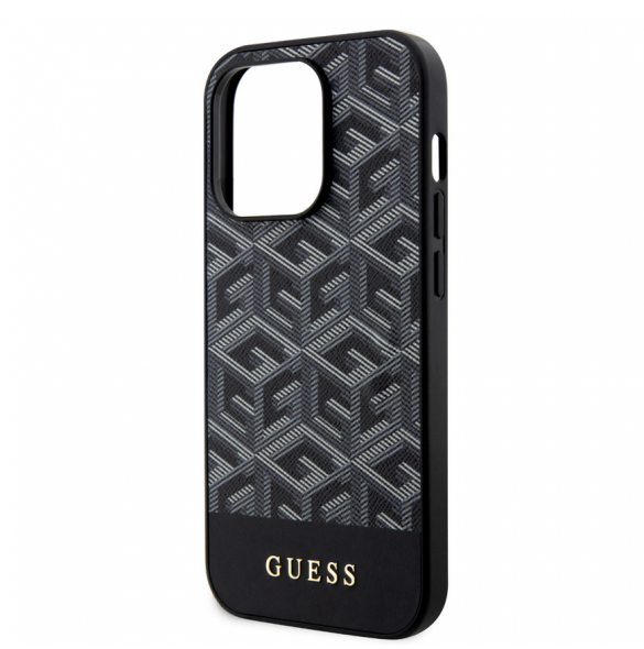 Guess PU G Cube MagSafe Fodral till iPhone 15 Pro Svart