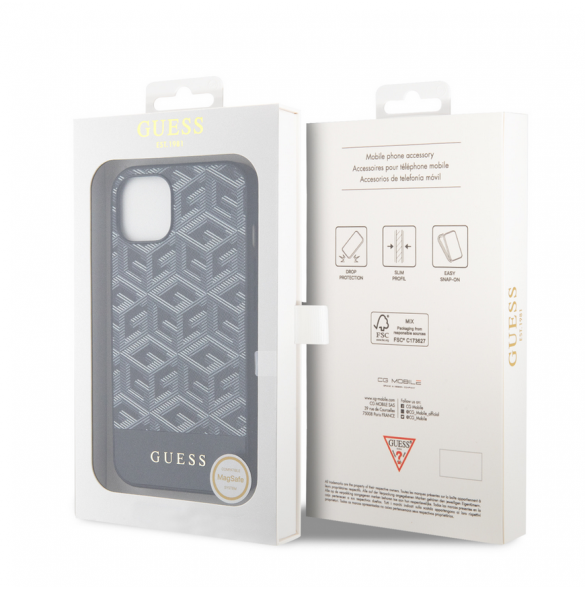 Guess PU G Cube MagSafe Fodral till iPhone 15 Svart