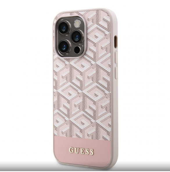 Guess PU G Cube MagSafe Fodral till iPhone 14 Pro Max Rosa