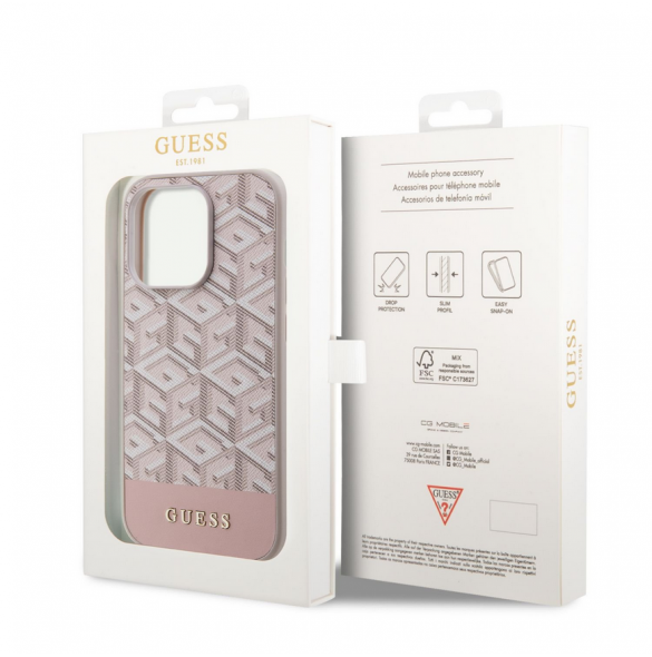 Guess PU G Cube MagSafe Fodral till iPhone 14 Pro Max Rosa