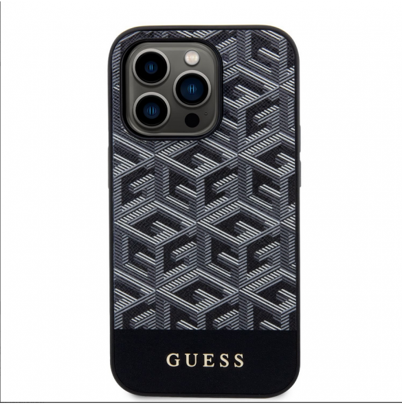 Guess PU G Cube MagSafe Fodral för iPhone 14 Pro Svart