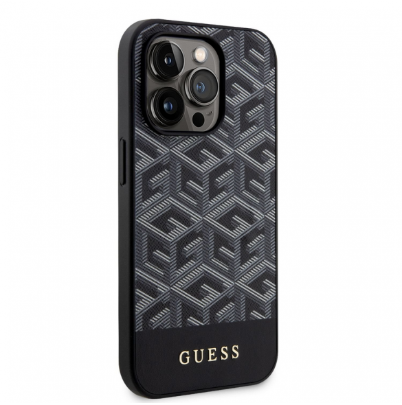 Guess PU G Cube MagSafe Fodral för iPhone 14 Pro Svart