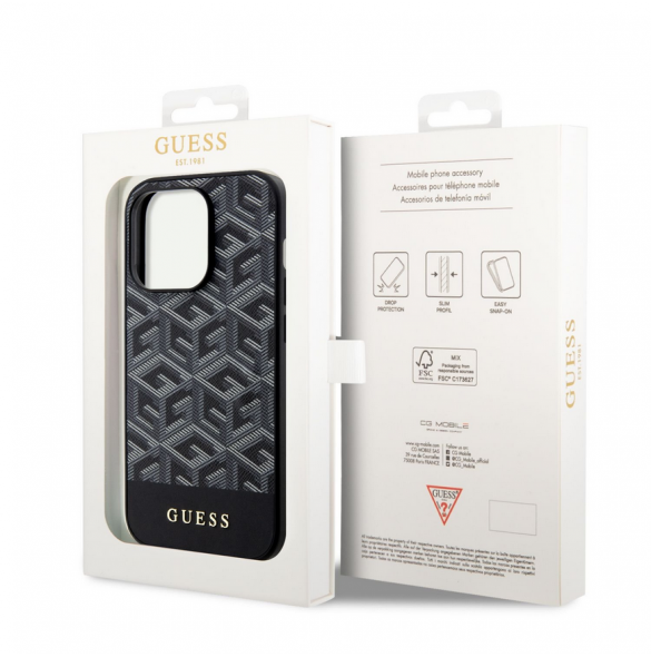 Guess PU G Cube MagSafe Fodral för iPhone 14 Pro Svart