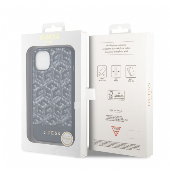 Guess PU G Cube MagSafe Fodral till iPhone 14 Svart