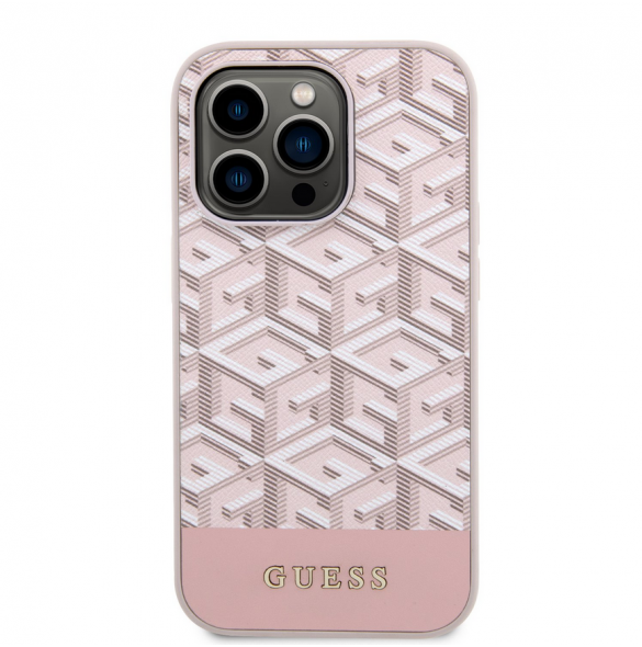 Guess PU G Cube MagSafe Fodral till iPhone 13 Pro Pink
