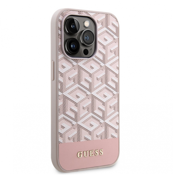 Guess PU G Cube MagSafe Fodral till iPhone 13 Pro Max Rosa