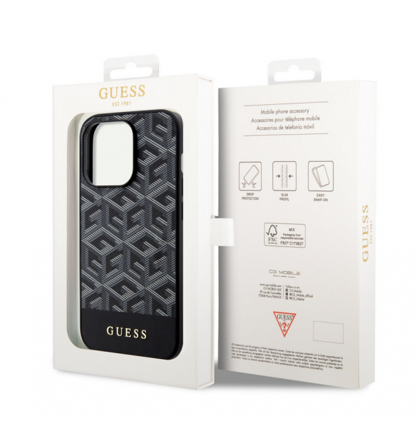 Guess PU G Cube MagSafe Fodral till iPhone 13 Pro Svart