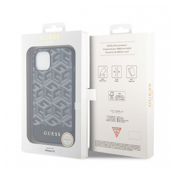 Guess PU G Cube MagSafe Fodral till iPhone 13 Svart
