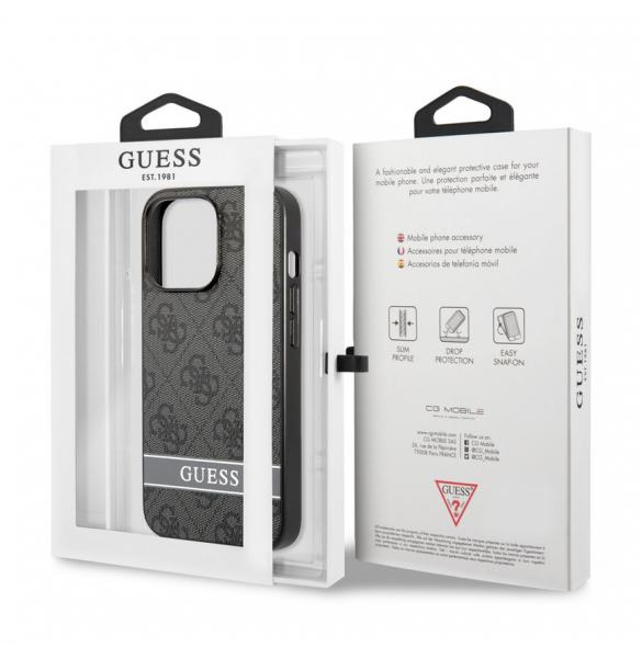 Guess PU 4G Stripe Fodral till iPhone 13 Pro Grey