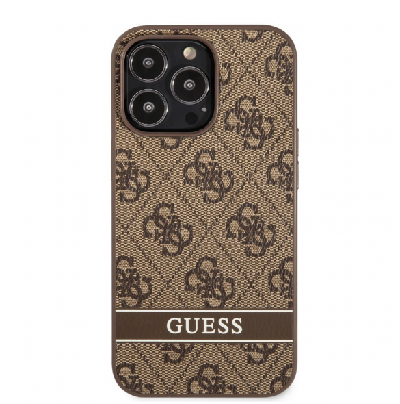 Guess PU 4G Stripe-fodral till iPhone 13 Pro Brown
