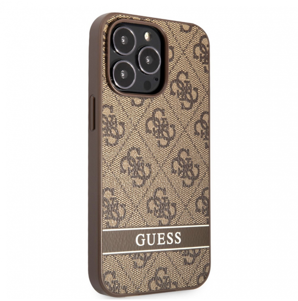 Guess PU 4G Stripe-fodral till iPhone 13 Pro Brown