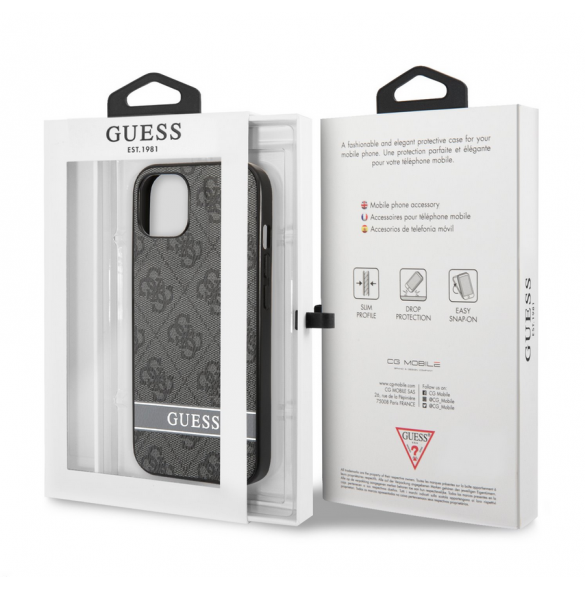 Guess PU 4G Stripe Fodral till iPhone 13 Grå