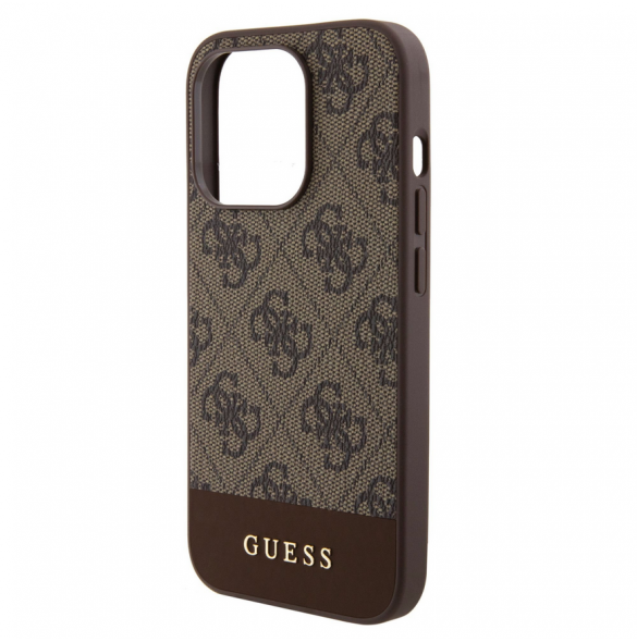 Guess PU 4G Stripe MagSafe-fodral till iPhone 15 Pro Max Brun