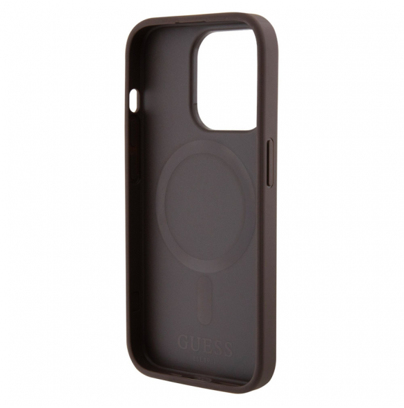 Guess PU 4G Stripe MagSafe-fodral till iPhone 15 Pro Max Brun