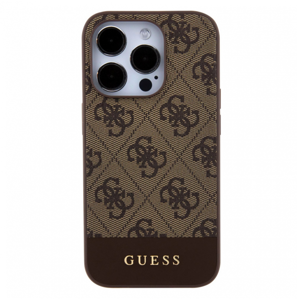 Guess PU 4G Stripe MagSafe Fodral för iPhone 15 Pro Brown