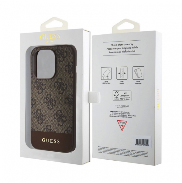 Guess PU 4G Stripe MagSafe Fodral för iPhone 15 Pro Brown