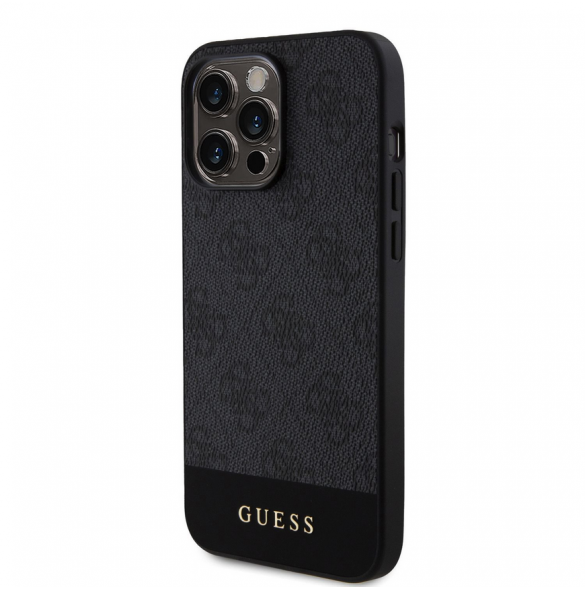 Guess PU 4G Stripe MagSafe Fodral för iPhone 15 Pro Svart