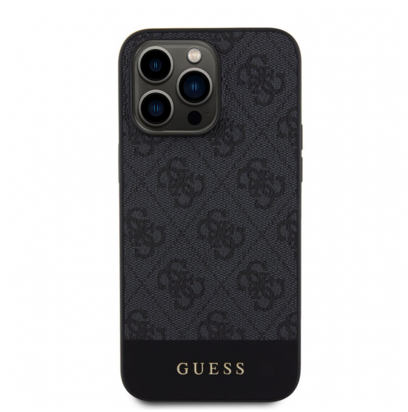 Guess PU 4G Stripe MagSafe Fodral för iPhone 15 Pro Svart