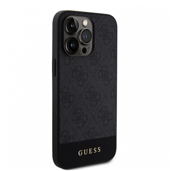 Guess PU 4G Stripe MagSafe Fodral för iPhone 15 Pro Svart