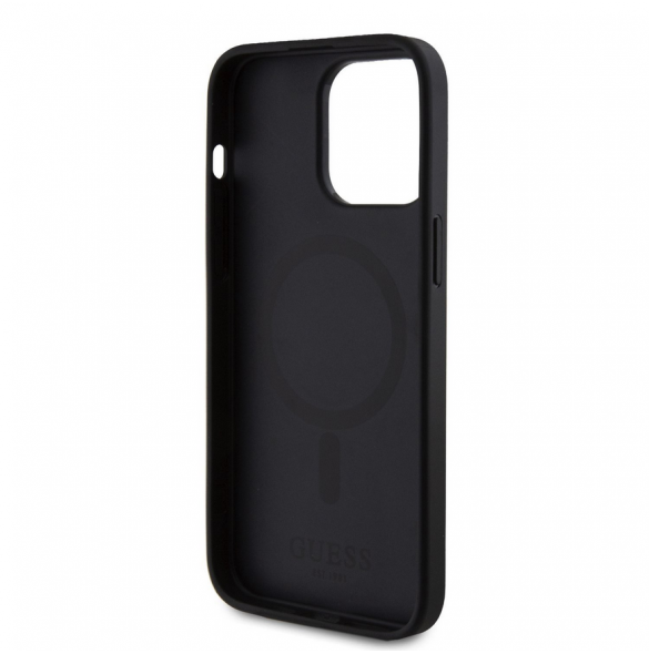 Guess PU 4G Stripe MagSafe Fodral för iPhone 15 Pro Svart