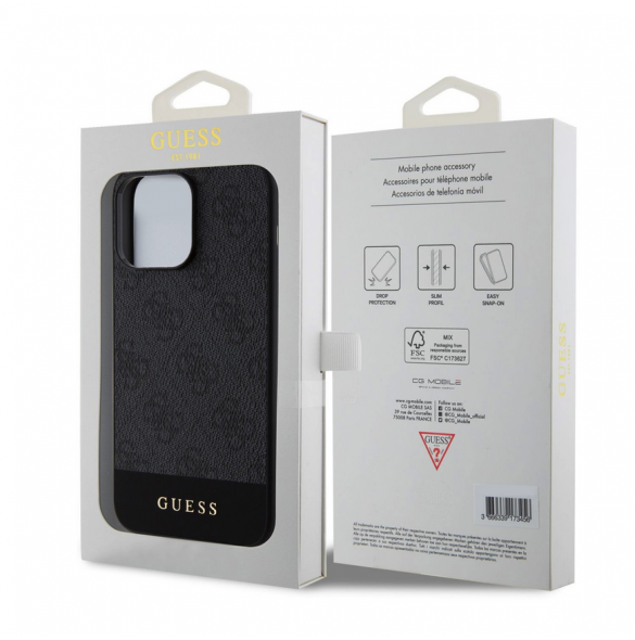 Guess PU 4G Stripe MagSafe Fodral för iPhone 15 Pro Svart