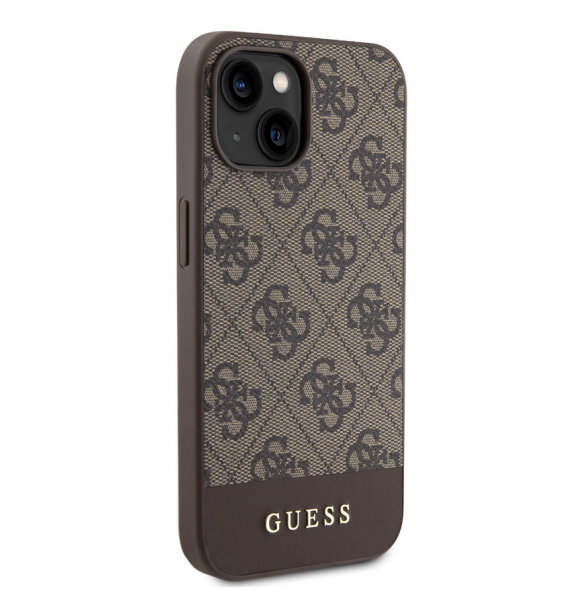 Guess PU 4G Stripe MagSafe Fodral till iPhone 15 Brun