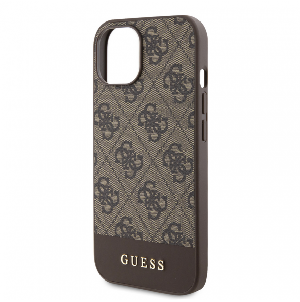 Guess PU 4G Stripe MagSafe Fodral till iPhone 15 Brun