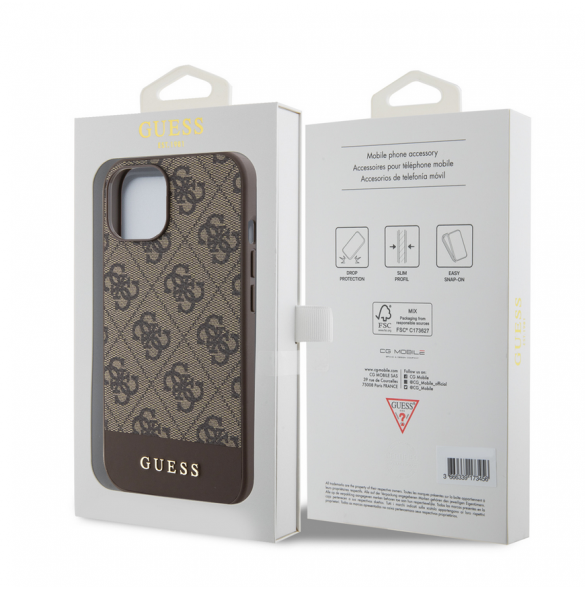 Guess PU 4G Stripe MagSafe Fodral till iPhone 15 Brun