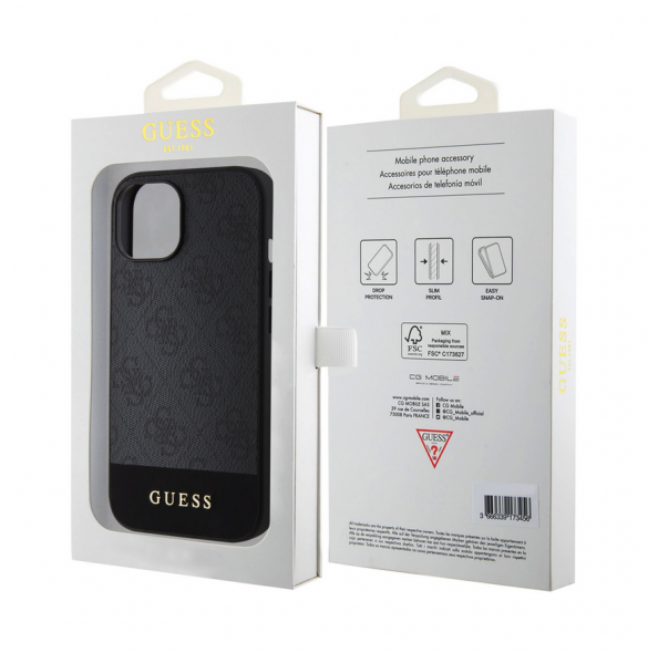 Guess PU 4G Stripe MagSafe Fodral för iPhone 15 Svart
