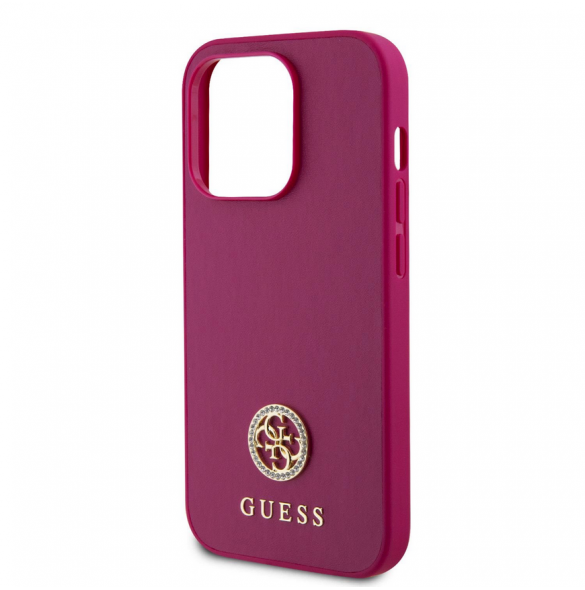 Guess PU 4G Strass metalllogofodral för iPhone 15 Pro Pink