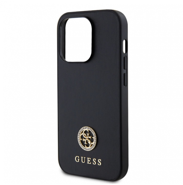 Guess PU 4G Strass metalllogofodral för iPhone 15 Pro Max Svart
